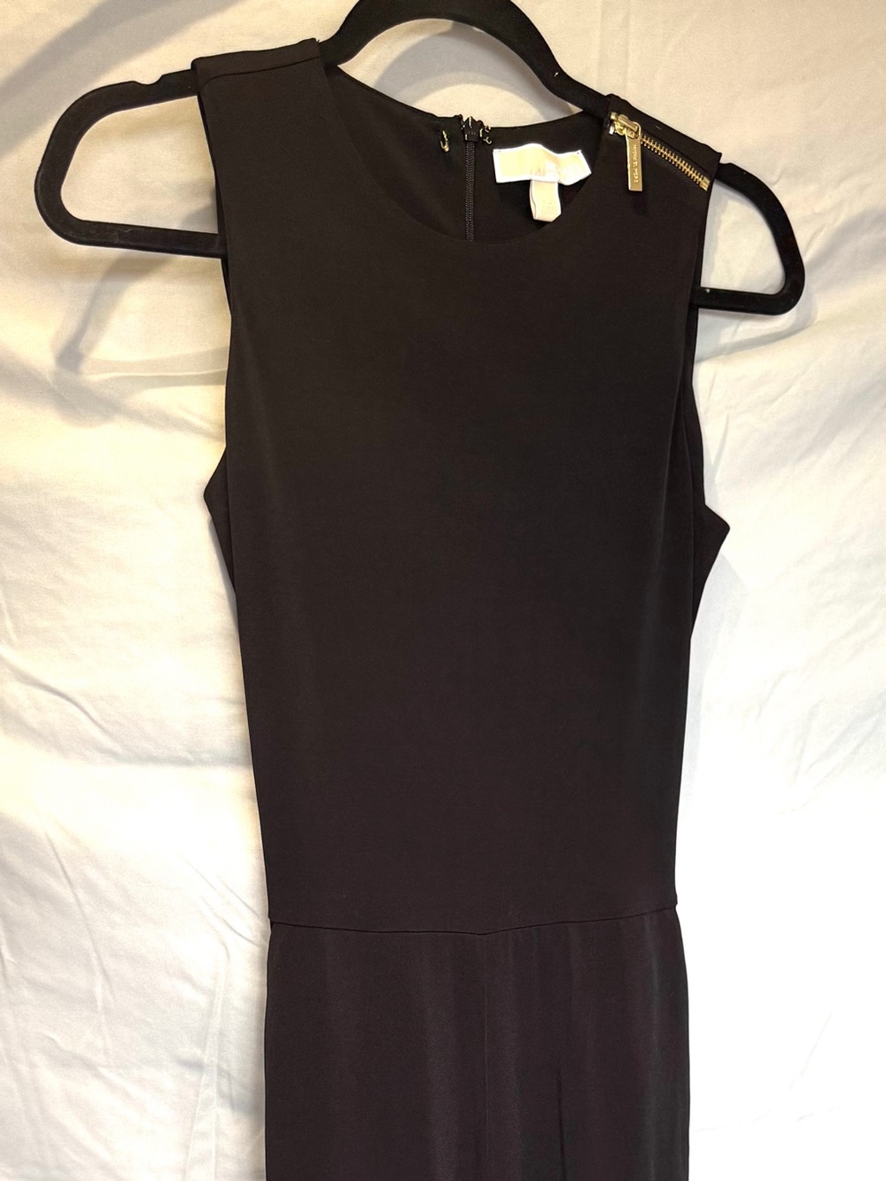 Michael Kors Black Sleeveless Jumpsuit with Gold Zip Accent